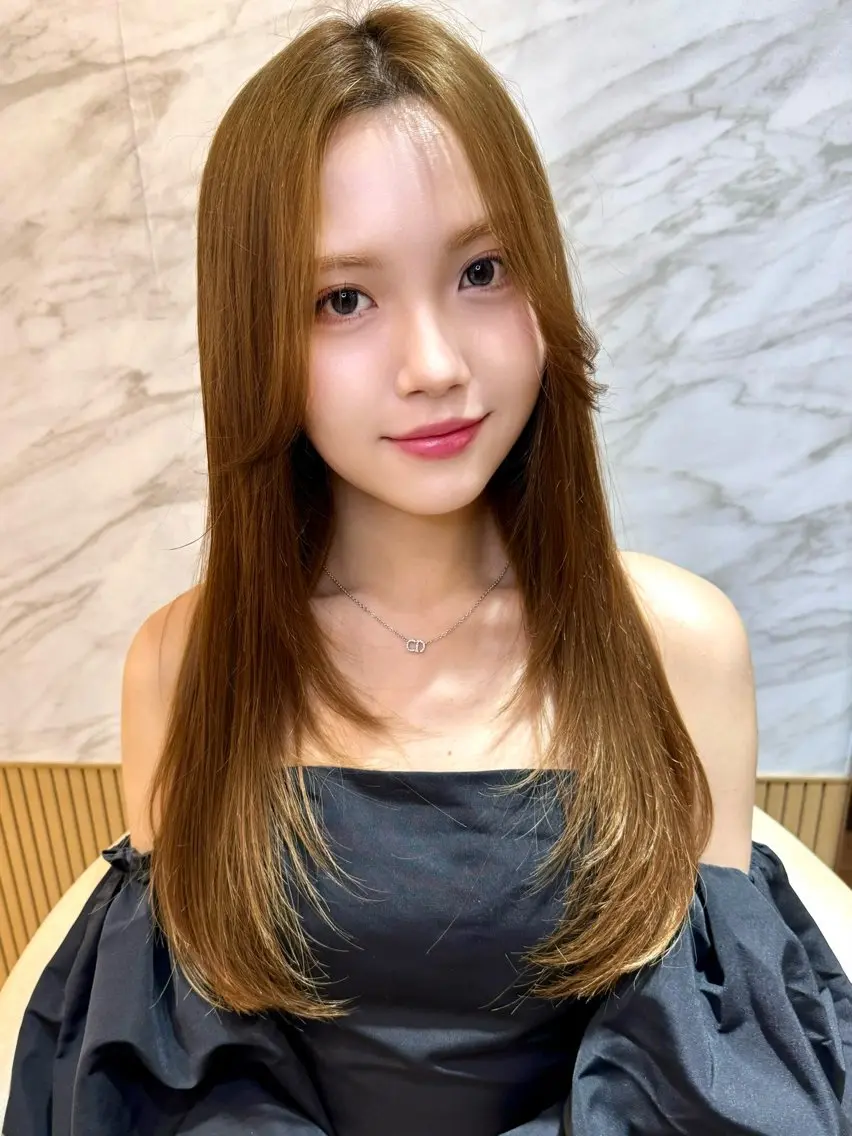 ロング カラー レイヤーカット カット ヘアカラー トリートメント 韓国ヘア♡おくれ毛♡ ボブ♡sayakaのヘアスタイル