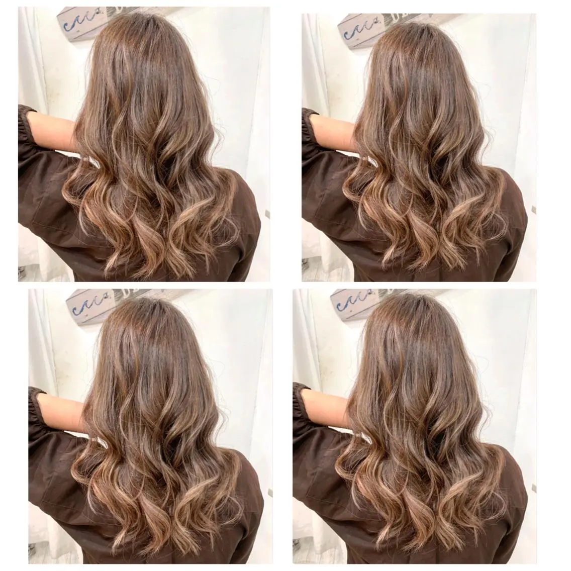 セミロング カラー アッシュ バレイヤージュ ブリーチ デザインカラー グレージュ カット ヘアカラー トリートメント 京都大人女性ショート 徒歩1分/秋山のヘアスタイル