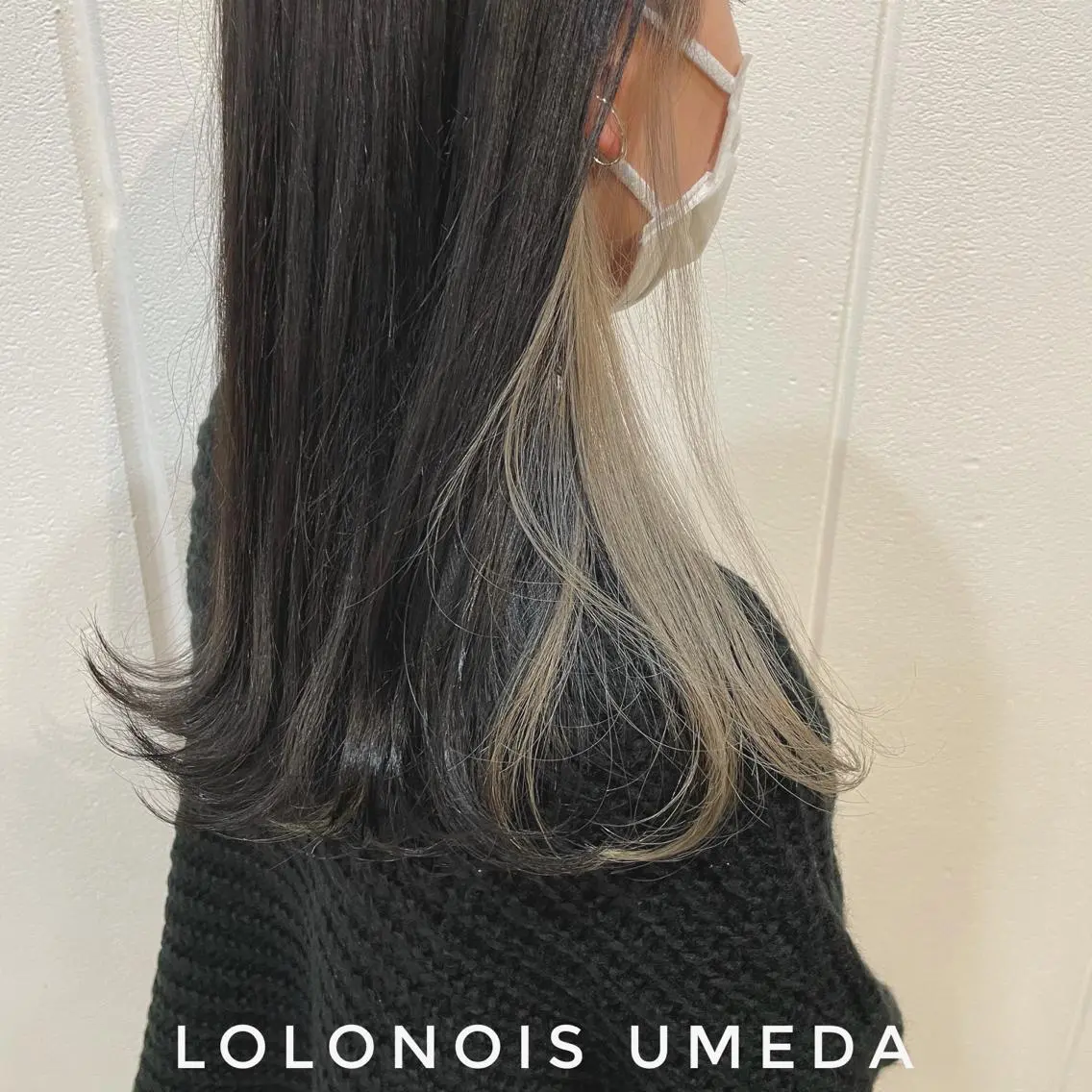 ロング カラー アッシュ ブリーチ インナーカラー ホワイトアッシュ Lolonois梅田 /Okazaki:)のヘアスタイル