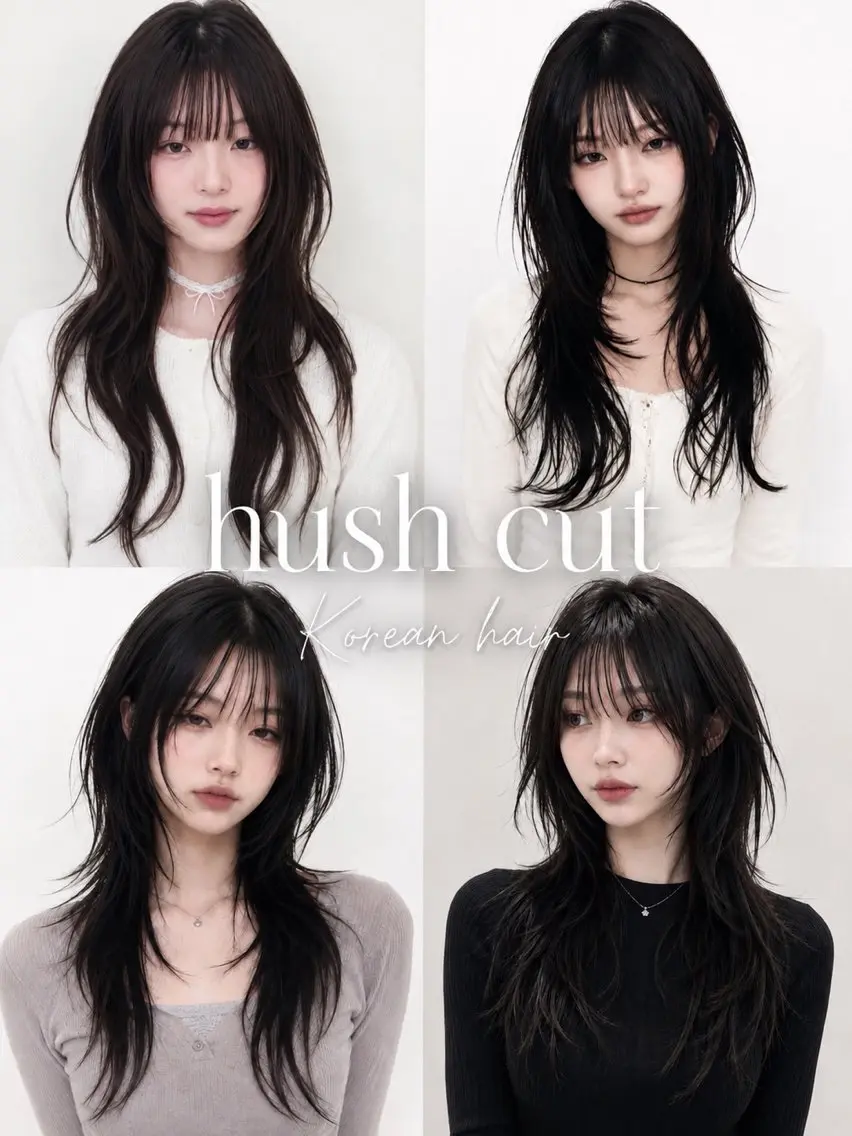 ロング カット ヘアカラー トリートメント rina韓国レイヤー ハッシュカットのヘアスタイル