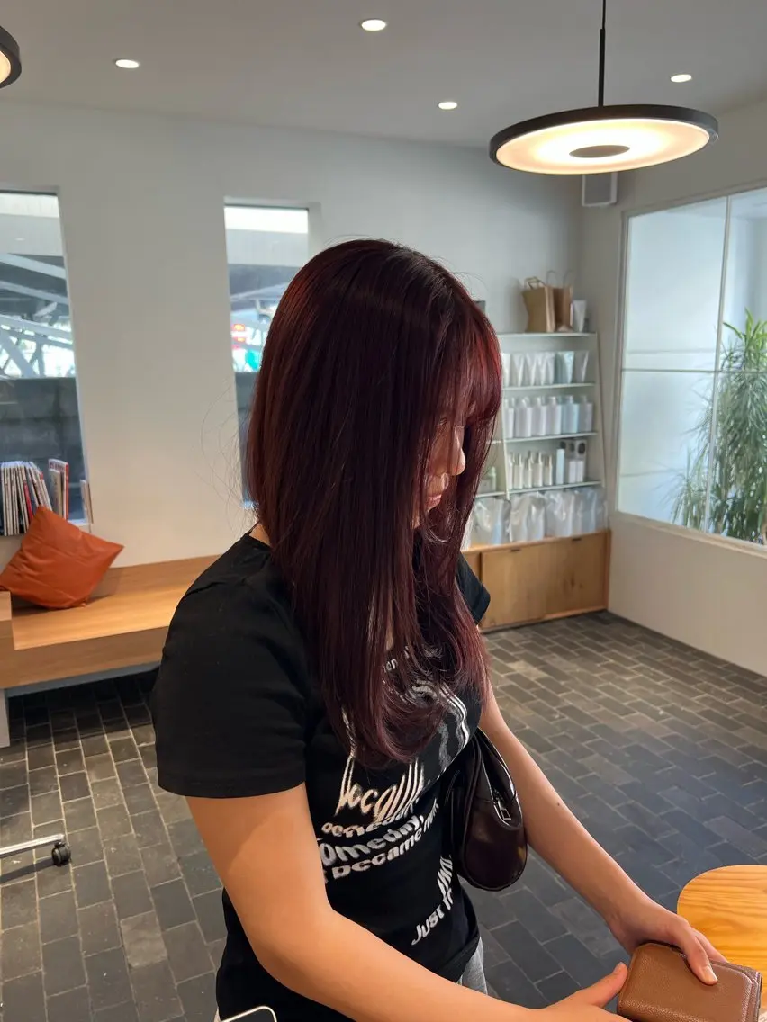 ロング カラー カット ヘアカラー ワタナベ モカ🦢ダブルカラーのヘアスタイル