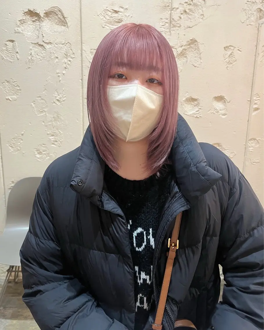 ミディアム カラー ピンクカラー 韓国風ヘア レイヤーカット カット ヘアカラー トリートメント ハイトーン🦢 Natsumiのヘアスタイル