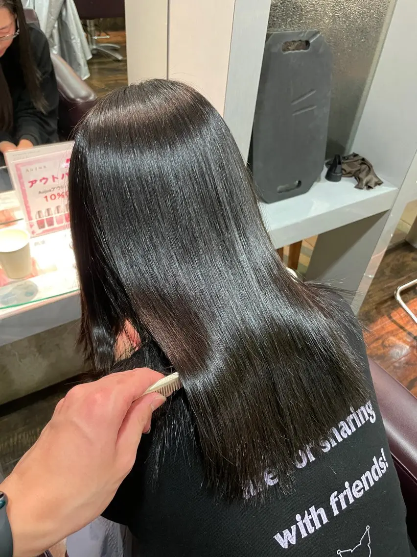 セミロング セミロングパーマ 髪質改善 縮毛矯正 トリートメント 阿部 祥大のヘアスタイル