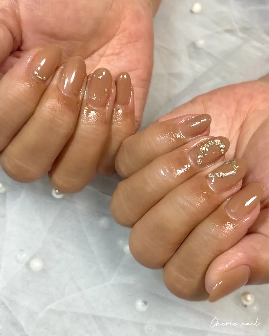 ネイル ジェルネイル ハート オフィスネイル ストーンネイル ハンドネイル Cherienail yunaのネイルデザイン