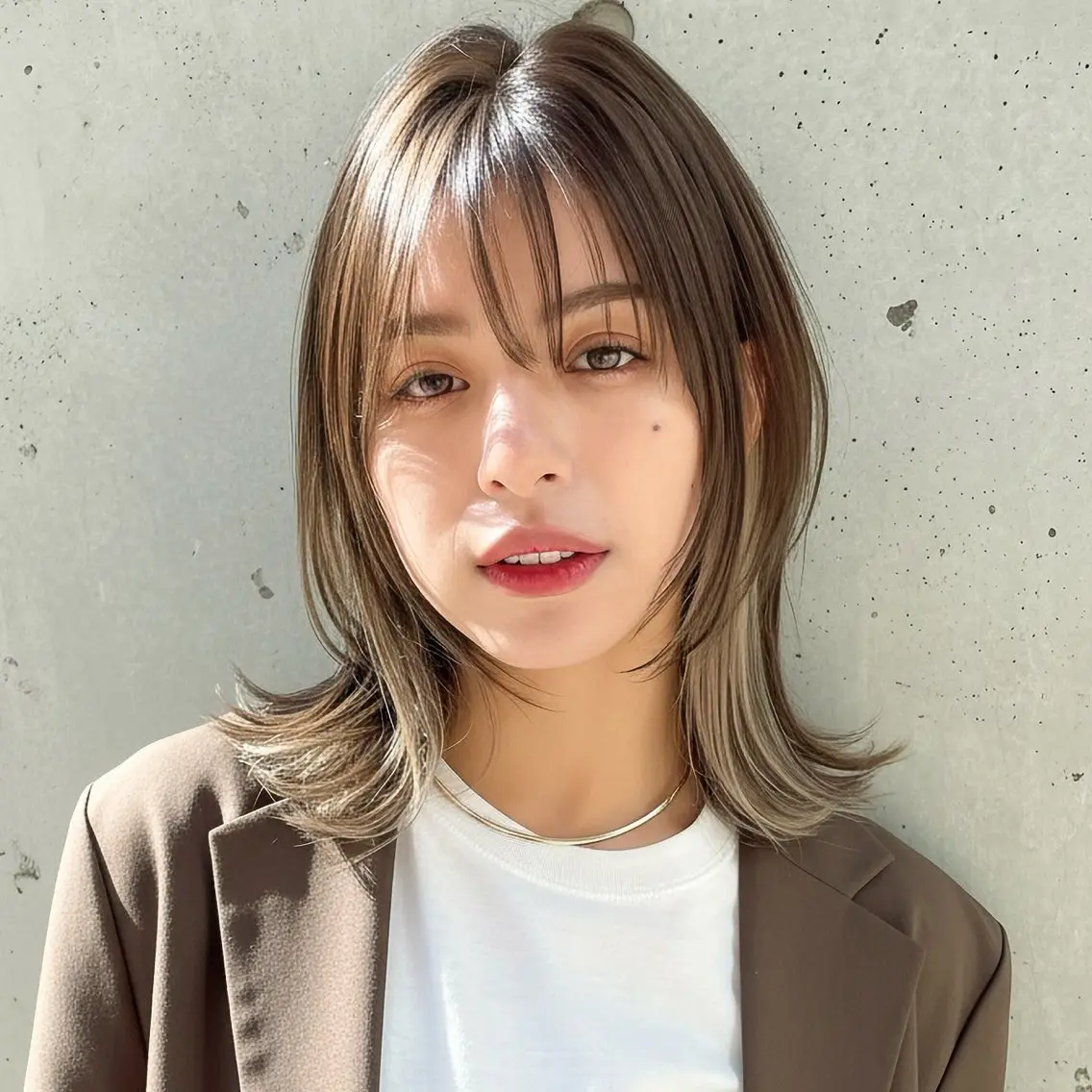 ミディアム カット ヘアカラー ハッシュカット 田窪珠妃のヘアスタイル