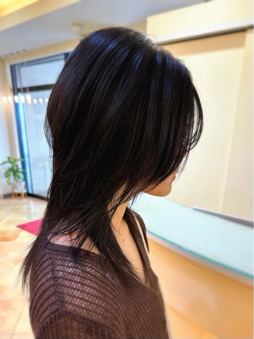 セミロング ハッシュカット 髪質改善 トリートメント カット トリートメント 小顔レイヤー💗 木村実樹のヘアスタイル