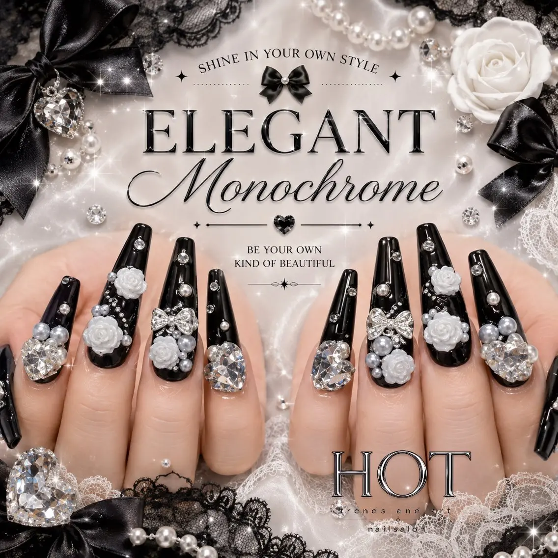 ネイル アートネイル オーロラネイル クリアネイル 長さ出し フレンチネイル ハンドネイル HOT Nail Salonのネイルデザイン