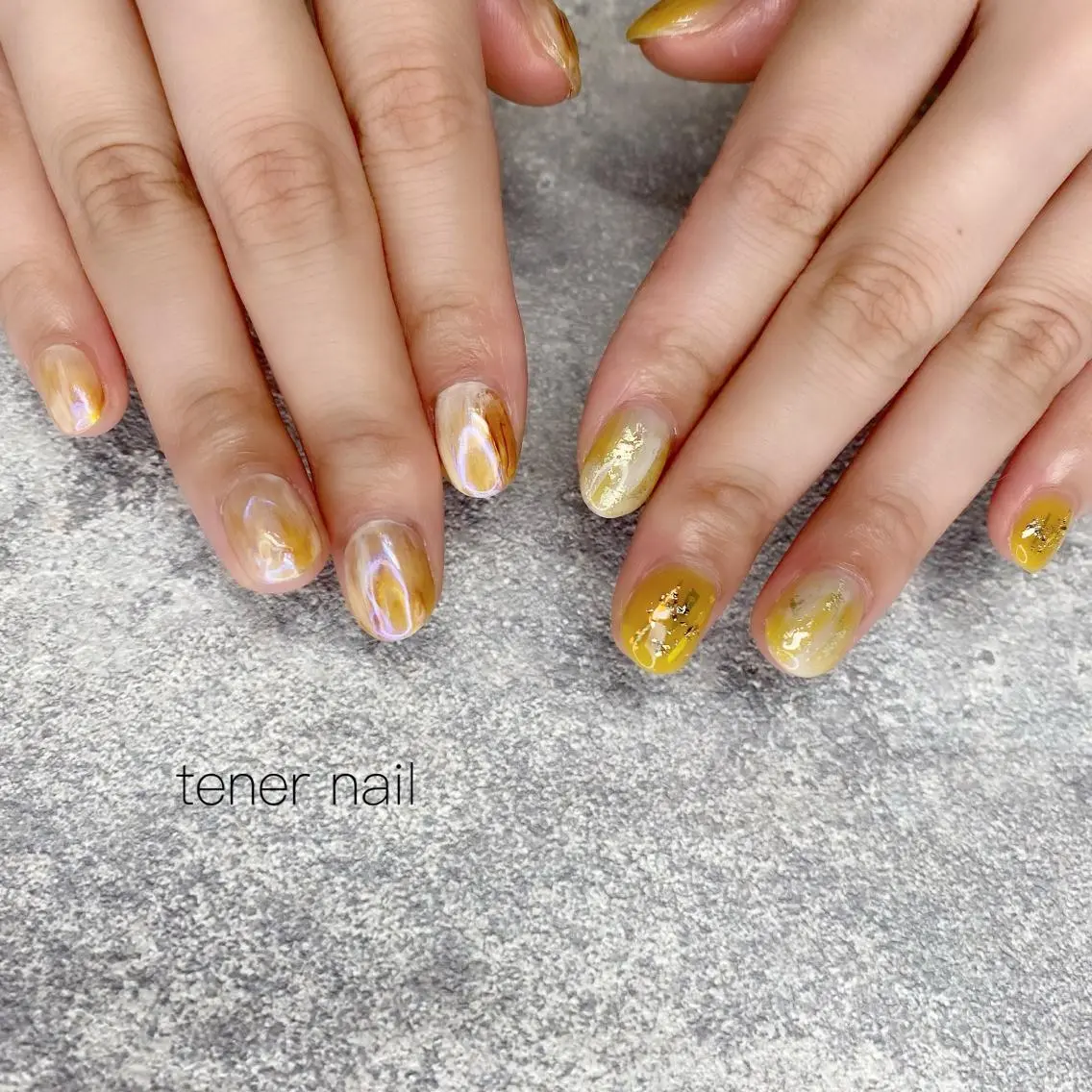 ネイル ニュアンスネイル 黄色 テネルネイル tener nailのネイルデザイン