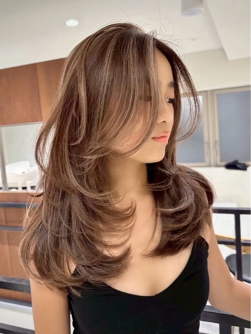 ロング レイヤーカット 盛れるレイヤーカット jilblanカホのヘアスタイル