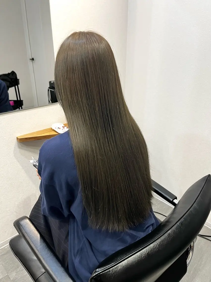 ロング カラー オリーブカラー カット ヘアカラー トリートメント MAYU 💚森下のヘアスタイル