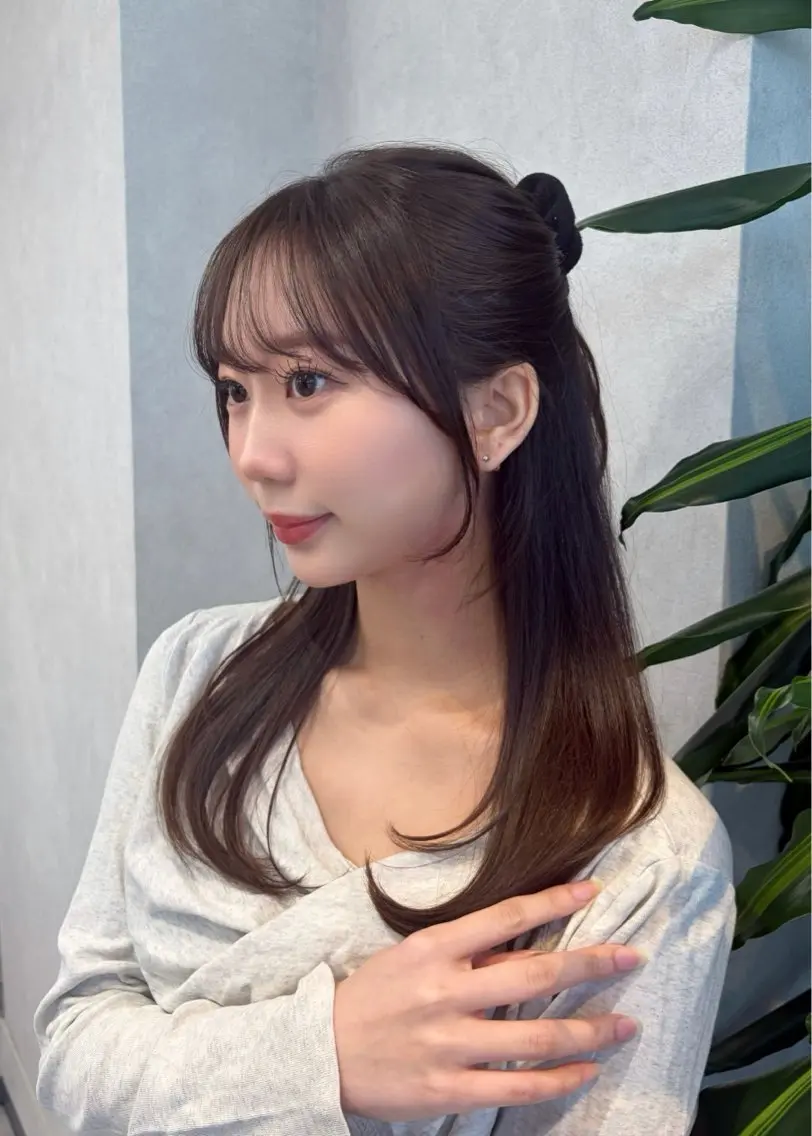 ミディアム カラー カット ヘアカラー トリートメント レイヤーカット/ 透明感カラー/あさかのヘアスタイル