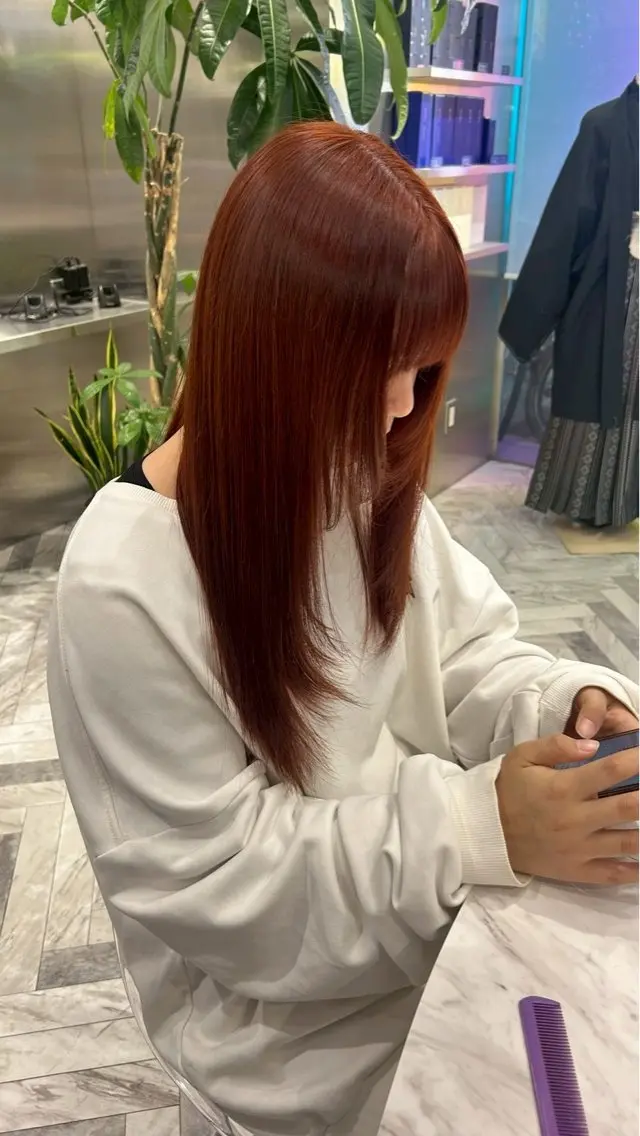 ロング カラー ヘアカラー トリートメント himari💜 暖色/レイヤーカットのヘアスタイル