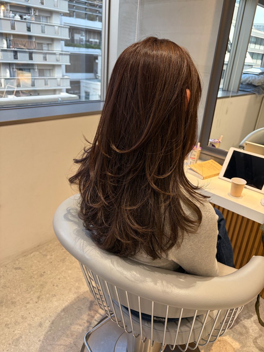 セミロング カラー カット ヘアセット/レイヤー グレージュ/はるかのヘアスタイル