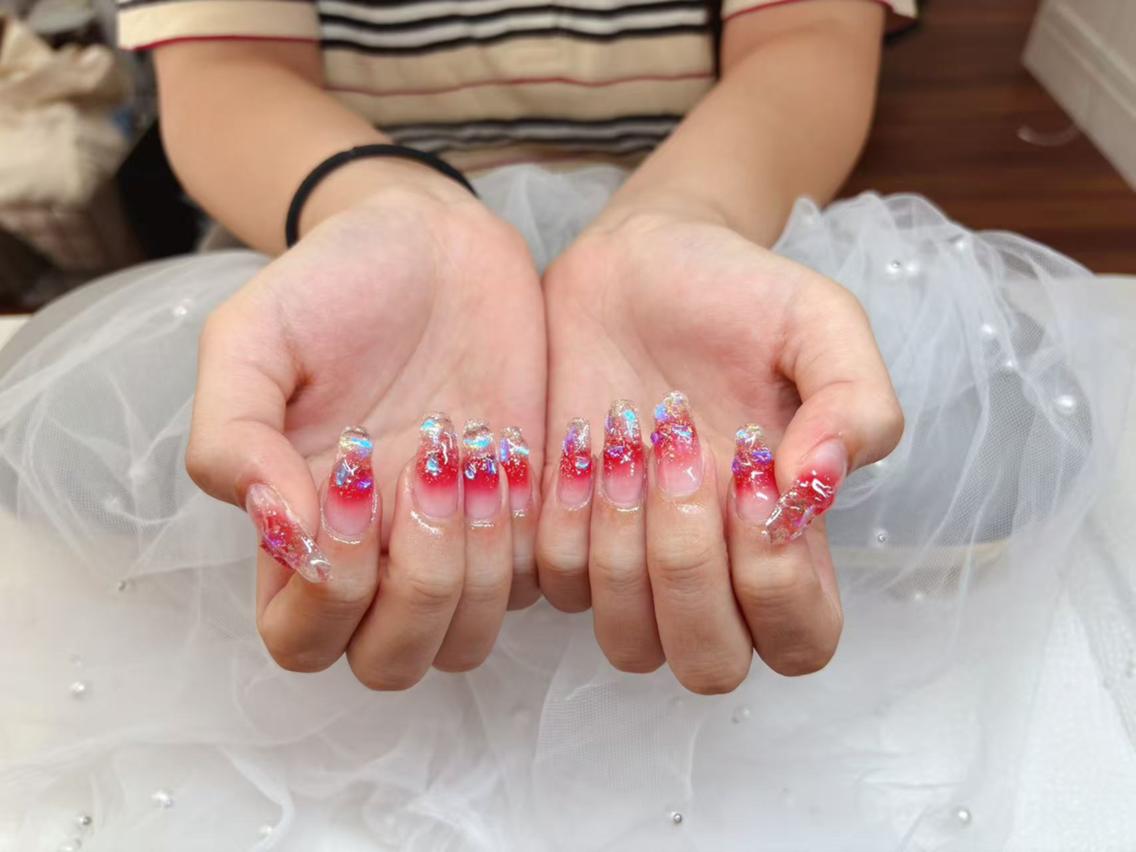 ネイル チークネイル 長さ出し フラッシュネイル フレンチネイル ガラスフレンチ ハンドネイル ハンドケア The Nail 大久保店のネイルデザイン
