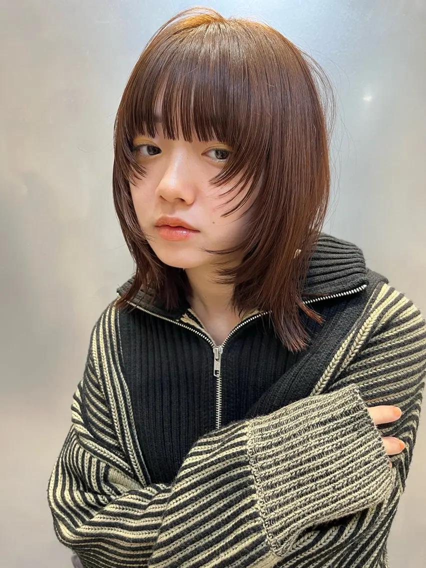 ミディアム カラー レイヤーカット カット ヘアカラー トリートメント SOYON 🤍CHIZU🤍.のヘアスタイル
