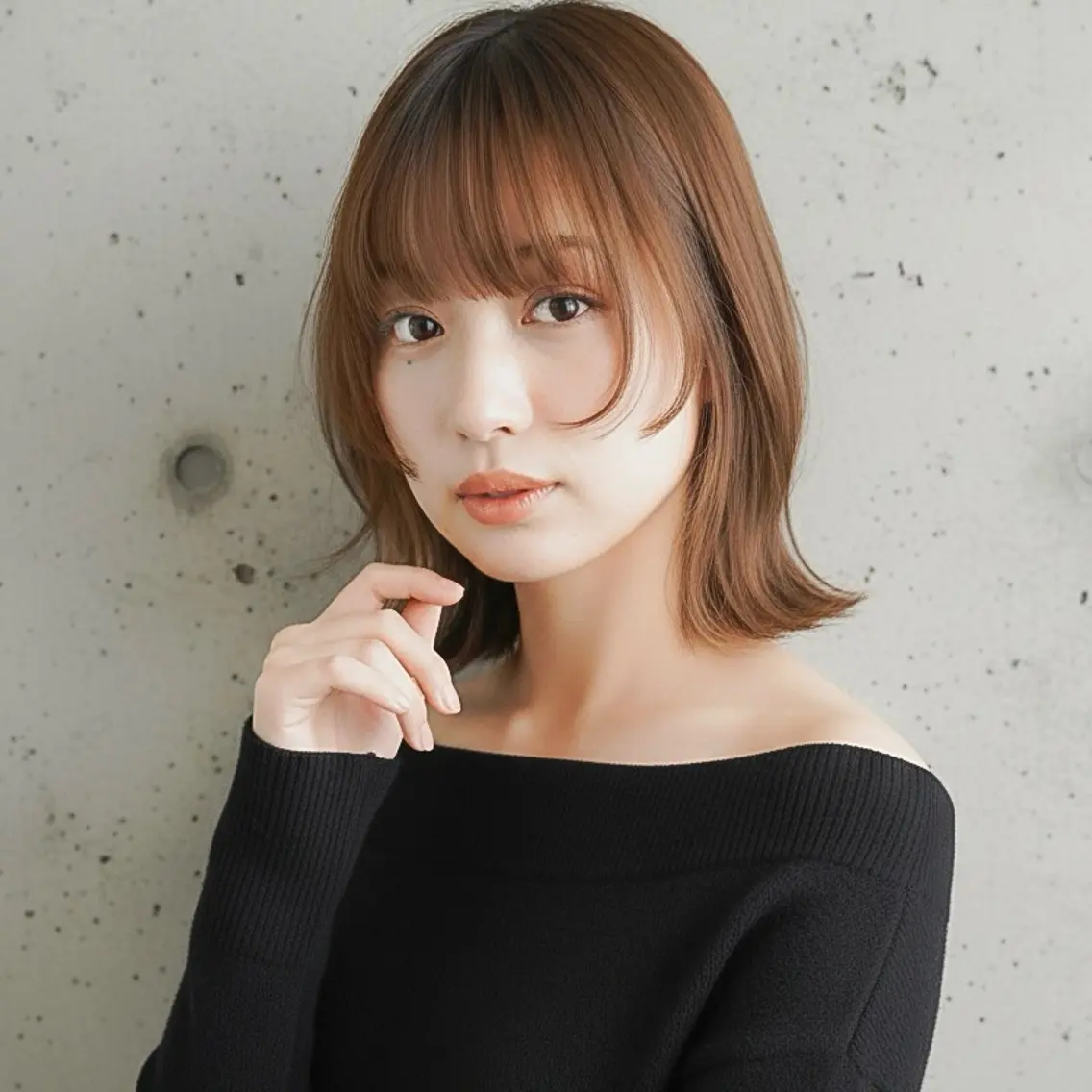 ミディアム カット ヘアカラー ハッシュカット 田窪珠妃のヘアスタイル