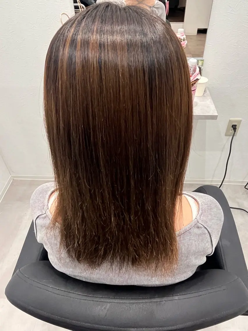 ミディアム 縮毛矯正 saya🎀 仙台カラーモデル募集のヘアスタイル