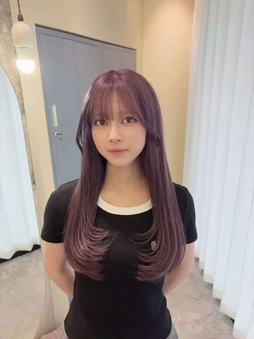 ロング レイヤーカット カット ヘアカラー Ririka /透明感カラーのヘアスタイル
