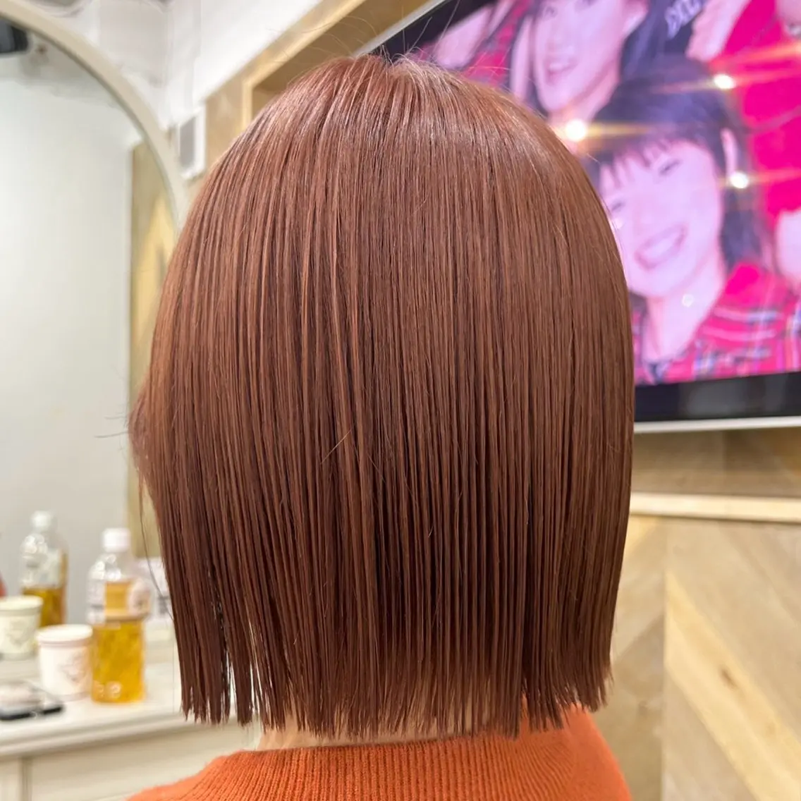 ショート カラー 切りっぱなしボブ ベージュカラー ショコラベージュ オレンジ ボブ 顔まわりカット/ボブ /♡とーこ♡のヘアスタイル