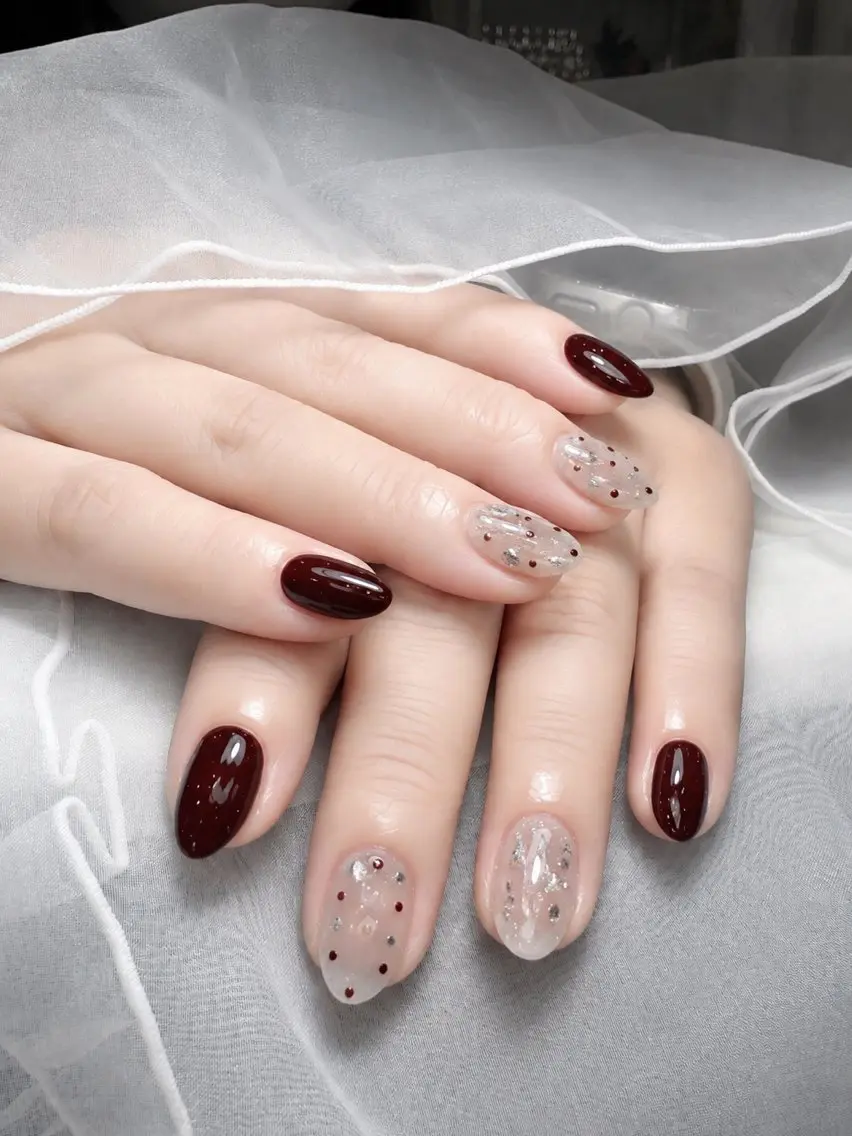 ネイル ブラウン ドット ジェルネイル ホログラムネイル ラメ(グリッター) Michan Nailのその他イメージ