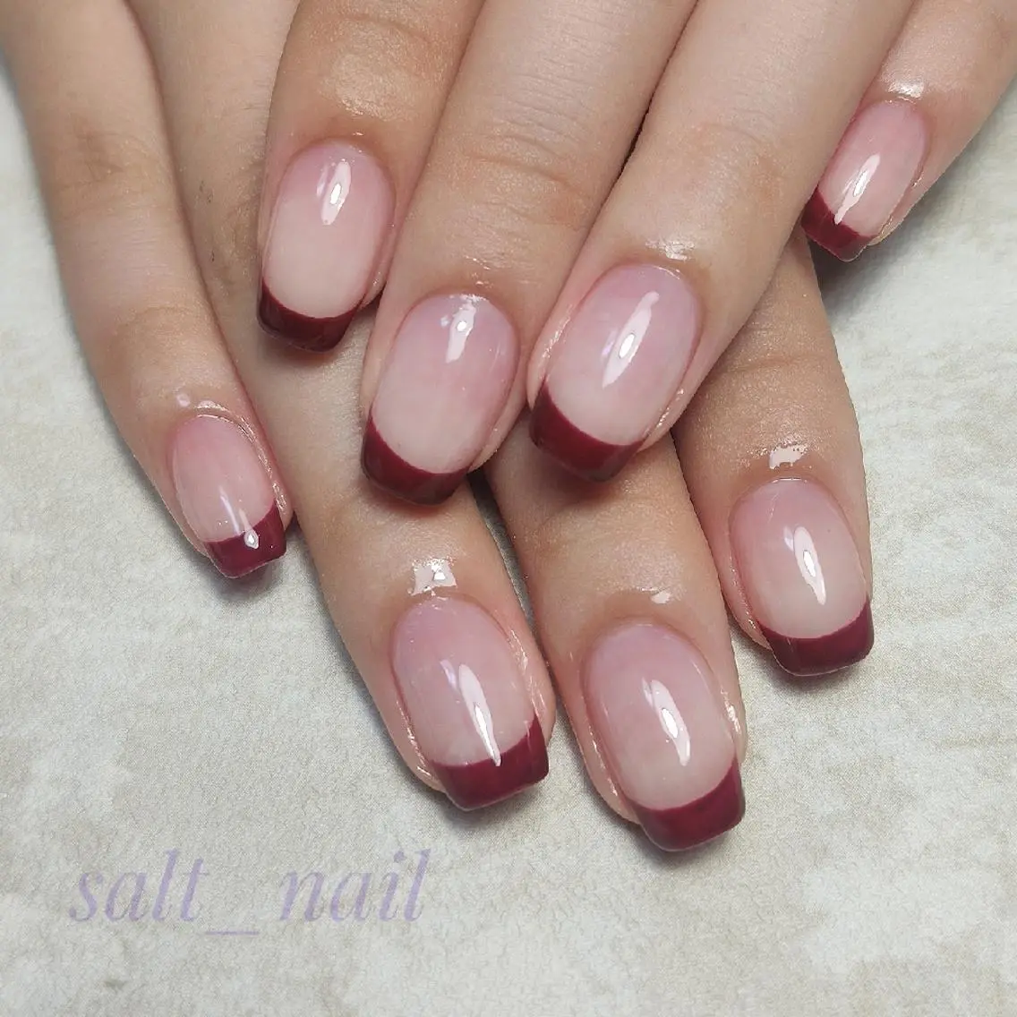 ネイル ボルドー フレンチネイル 個人サロン saltnailのネイルデザイン