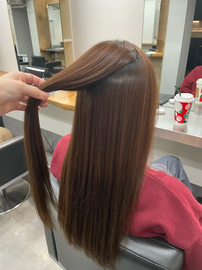 ロング パーマ 縮毛矯正 トリートメント ストレートパーマ 江藤 かえでのヘアスタイル