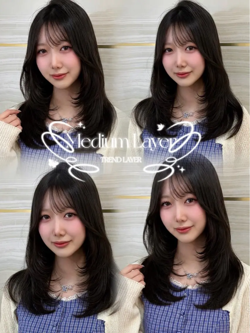 セミロング カラー 黒髪 ブルーカラー ブルーブラック ヘアカラー トリートメント 🍑ももか🍑透明感 カラー/赤羽🦋のヘアスタイル