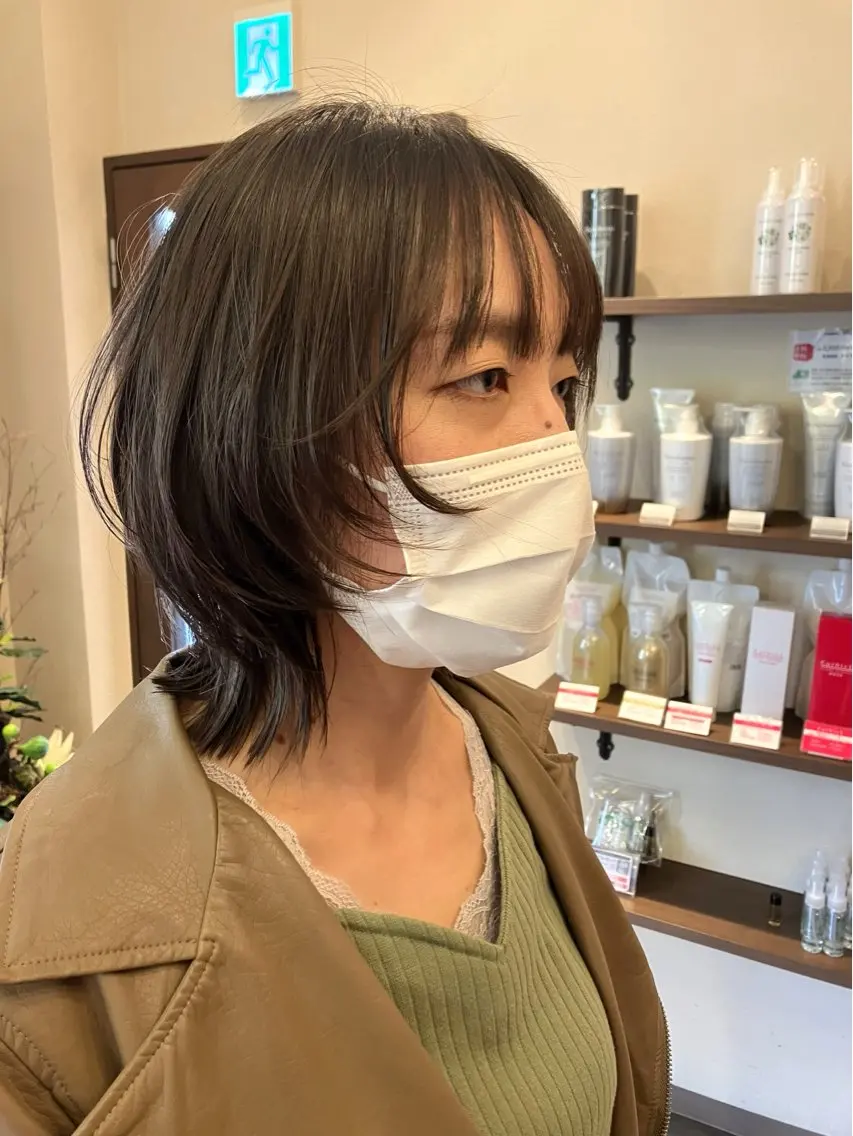 ミディアム ボブ ウルフカット ウルフボブ 阿部 雲母のヘアスタイル