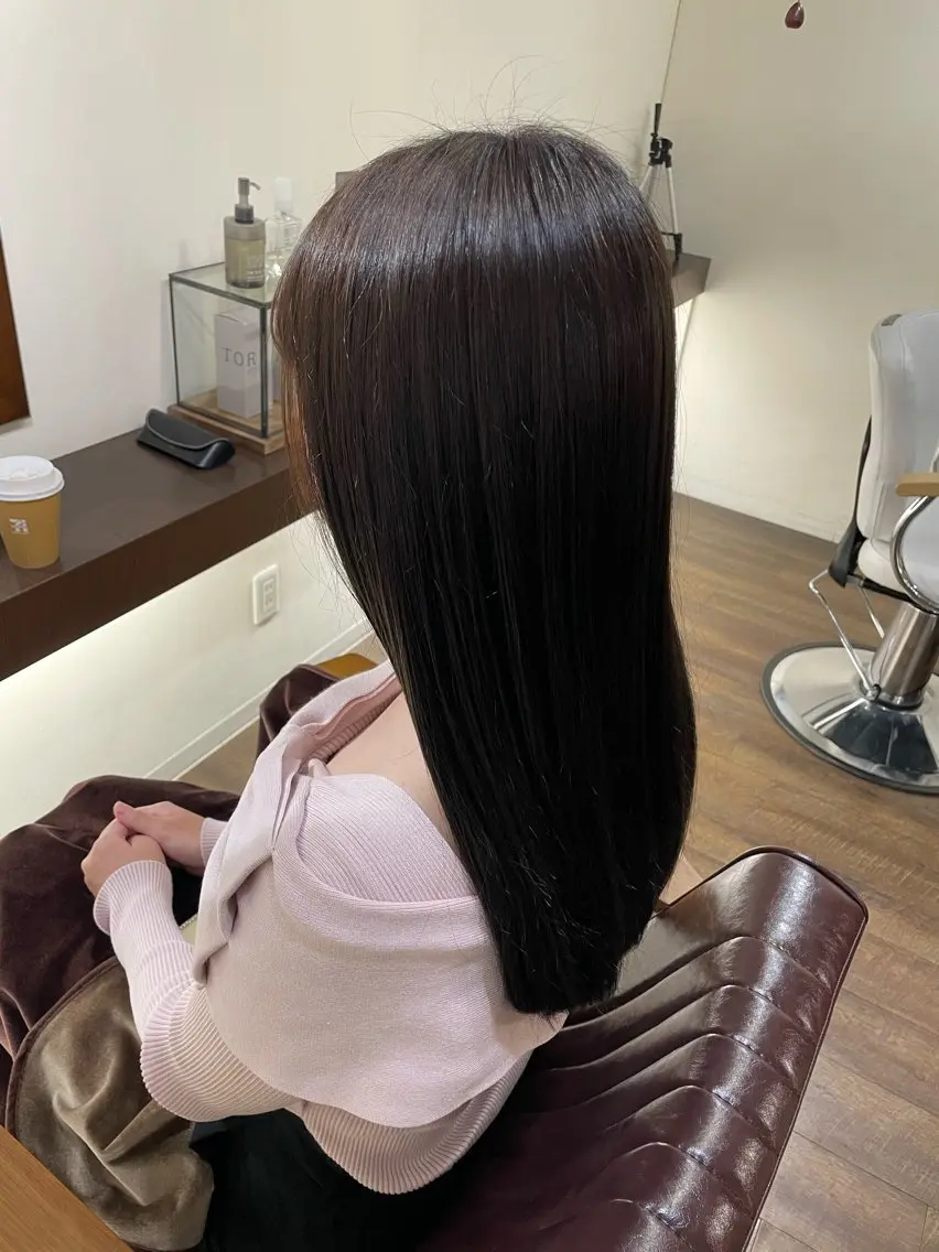 ロング ヘアカラー 結衣 髪質改善モデル募集中のヘアスタイル