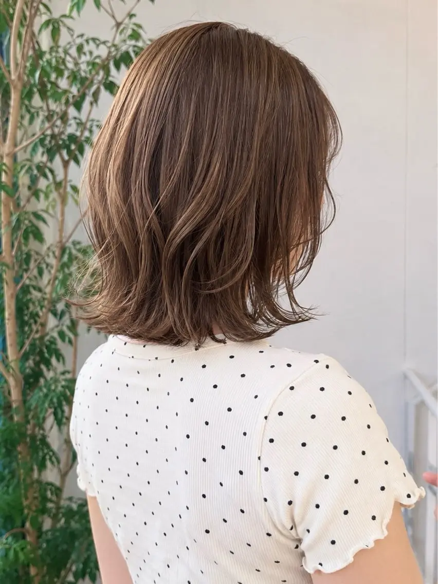 ミディアム カラー カット ヘアカラー トリートメント 角岡 真帆/ボブ/髪質改善のヘアスタイル