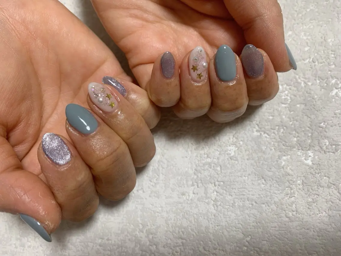 ネイル ジェルネイル 韓国ネイル マグネットネイル メンズネイル パラジェル kiki nail たまプラーザのネイルデザイン