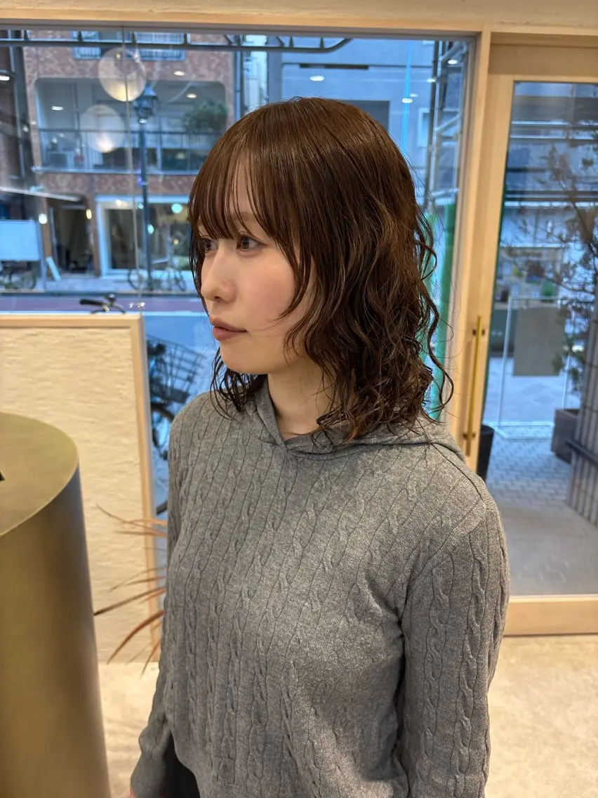 ミディアム パーマ ミディアムパーマ カット パーマ 艶カラー/レイヤー /atsumi🪷のヘアスタイル