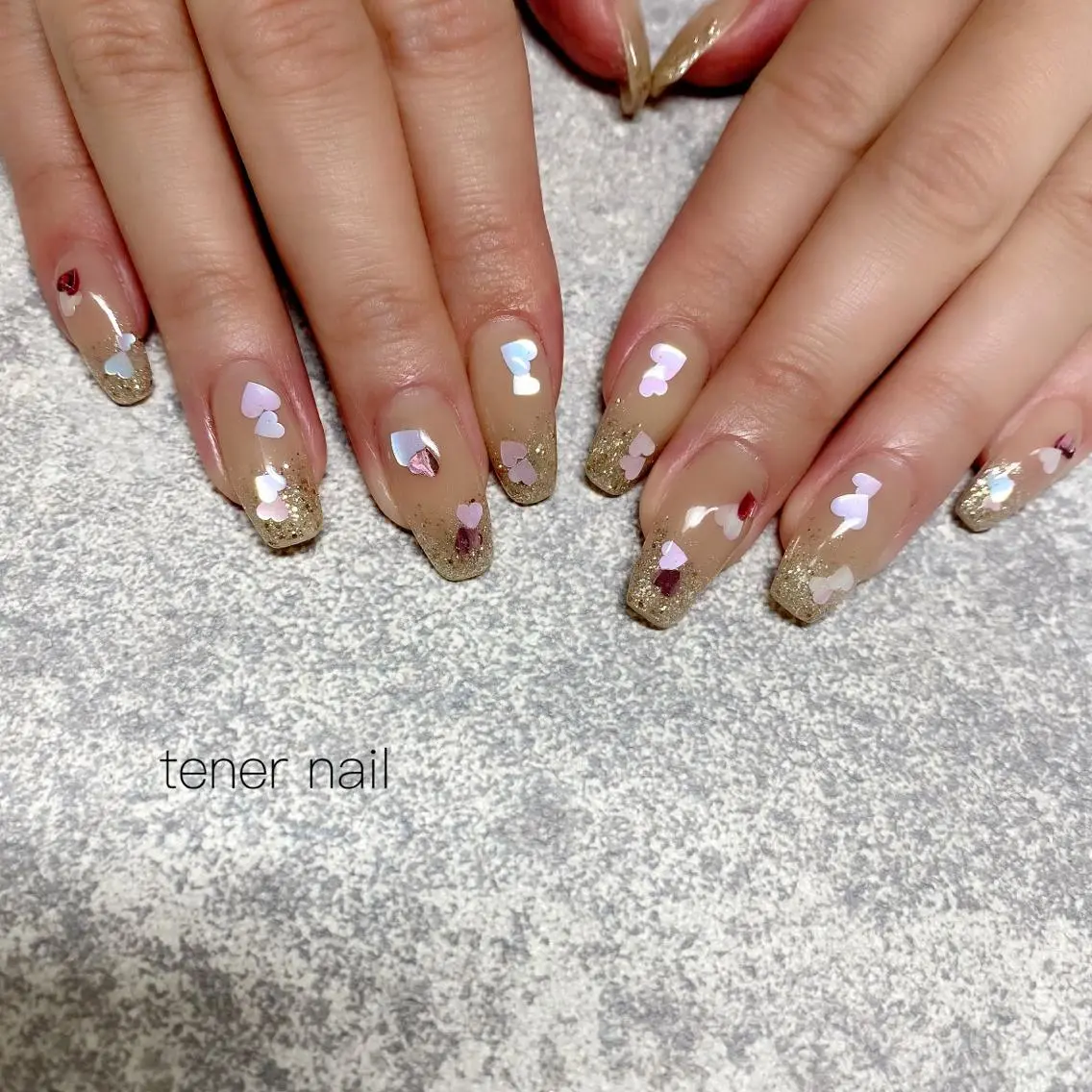 ネイル ハート ホログラムネイル テネルネイル tener nailのネイルデザイン