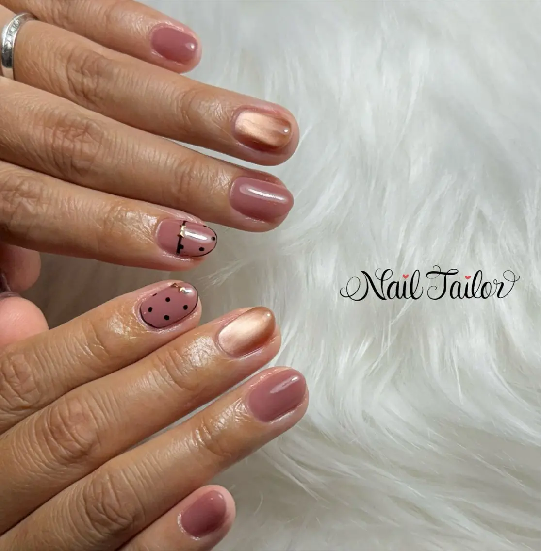 ネイル ドット マグネットネイル オフィスネイル ワンカラーネイル リボン ハンドネイル NailTailor ネイルテイラーのネイルデザイン