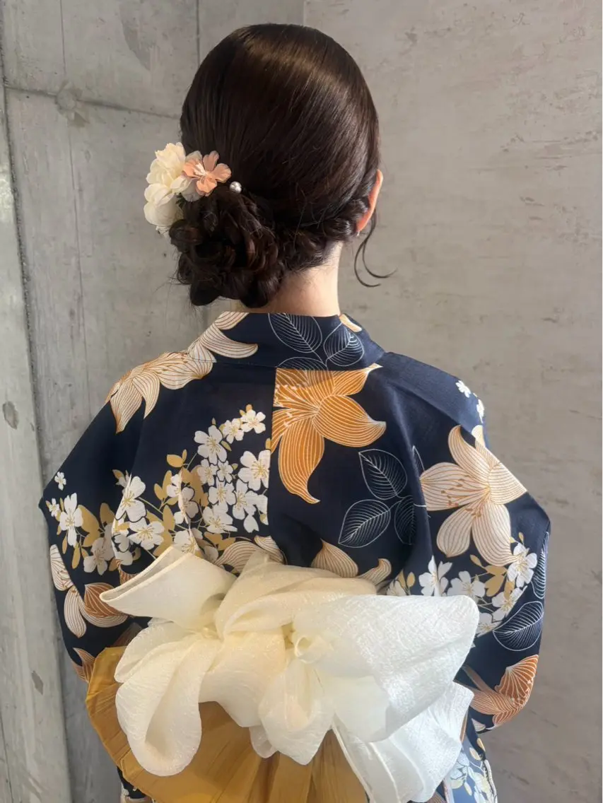 ロング ヘアアレンジ お団子ヘア 浴衣 着付け 美髪× ヘアセット✨Araiのヘアスタイル