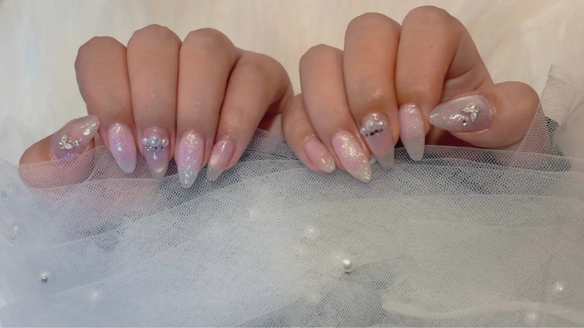 ネイル フラッシュネイル マグネットネイル パープル M🎀 nailのネイルデザイン
