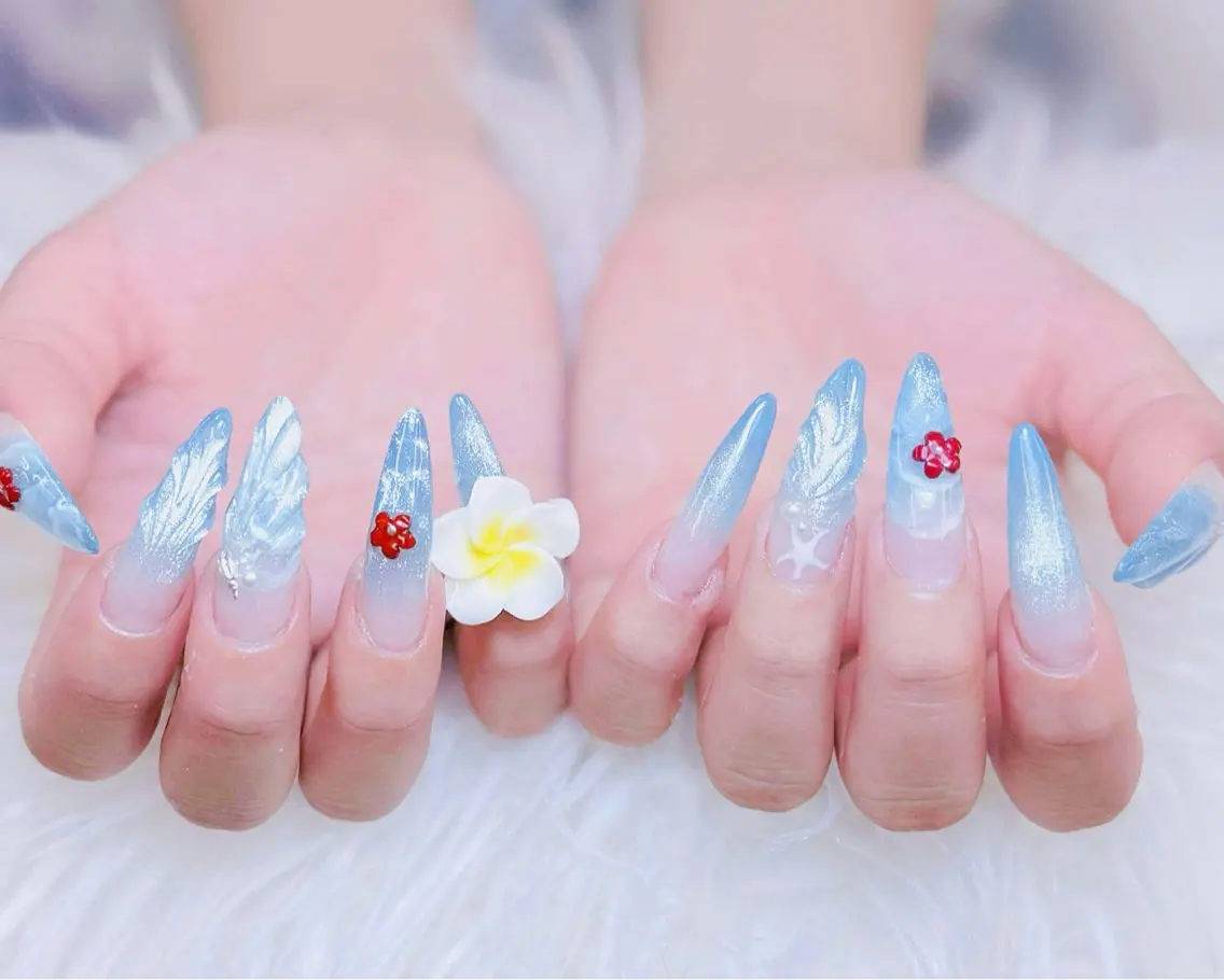 ネイル チークネイル 長さ出し フラッシュネイル フレンチネイル グラデーション ハンドネイル AN NAIL SALONのネイルデザイン