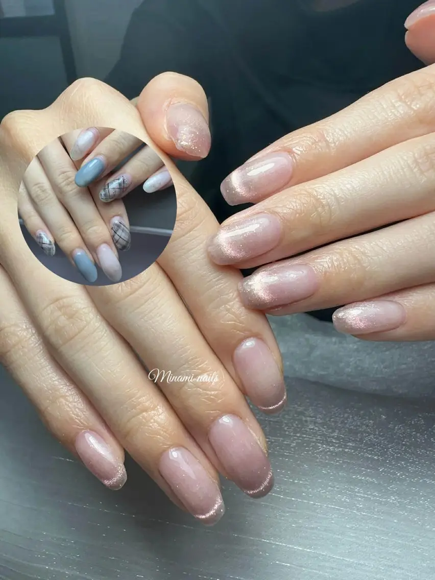 ネイル アートネイル オーロラネイル ガーリー キラキラネイル 韓国ネイル ハンドネイル Minami Nailsのネイルデザイン