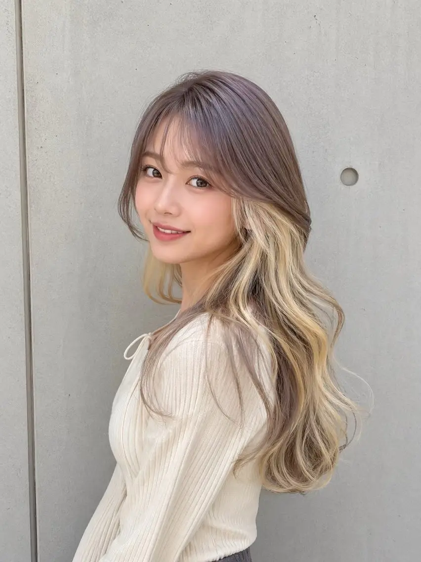 ロング カラー カット ヘアカラー 宇梶 千愛のヘアスタイル