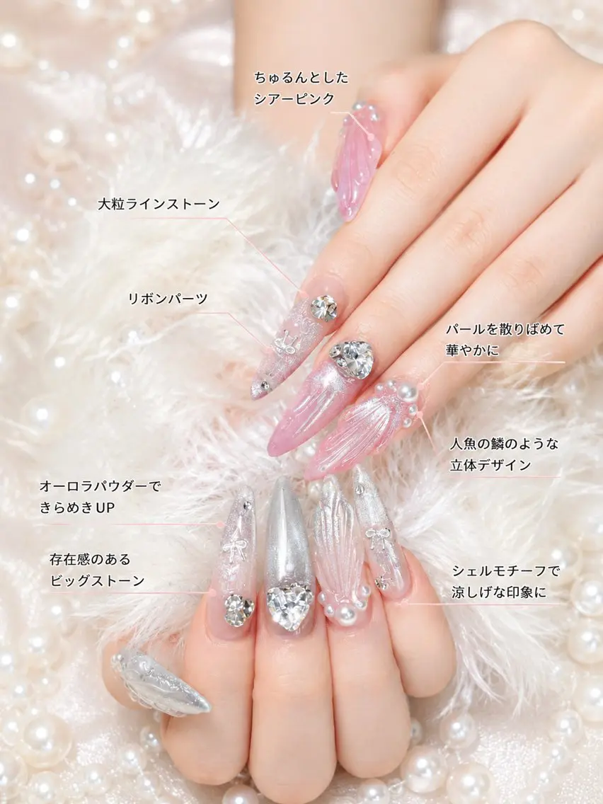 セミロング ハンドネイル Bibi nail Osakaのネイルデザイン