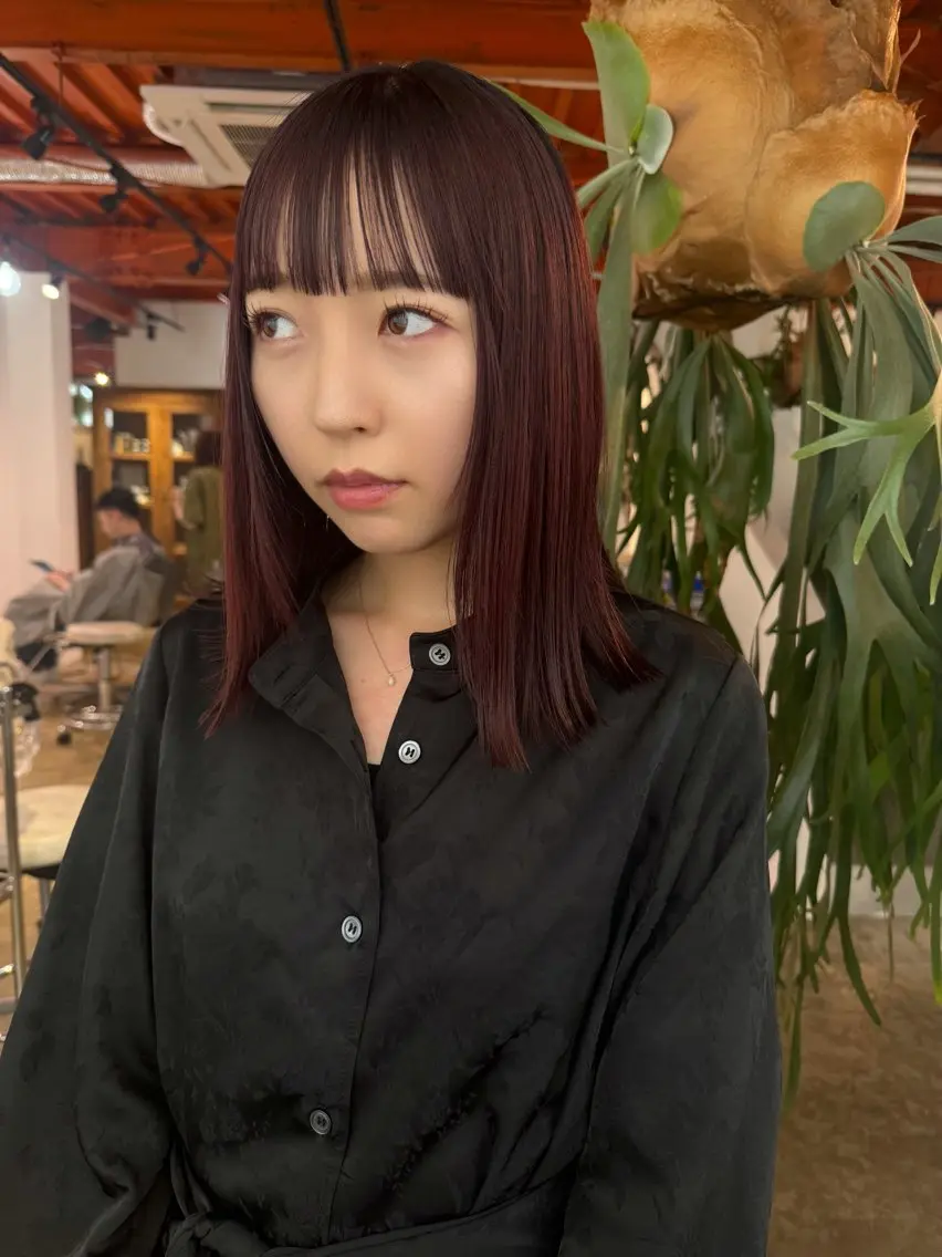 ミディアム ヘアカラー 小野江 祐李のヘアスタイル