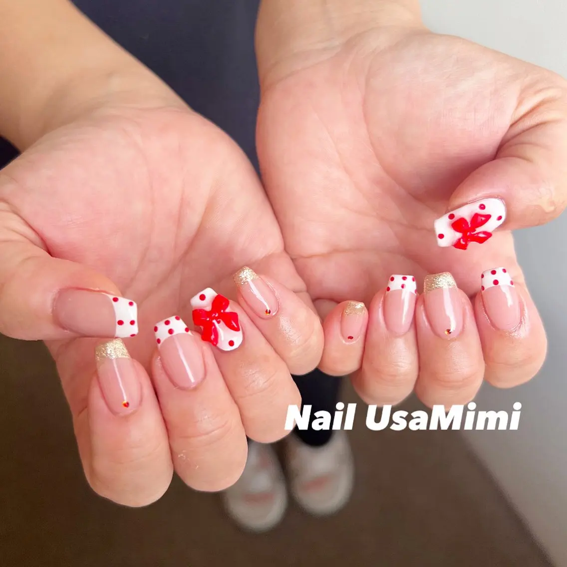 ネイル アートネイル オーロラネイル チークネイル ドット フレンチネイル ハンドネイル 本町NailUsa Mimi RIKOのネイルデザイン