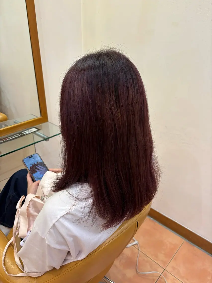 ミディアム カラー カシス ピンクカラー 🌼藤川 波澄🌼のヘアスタイル