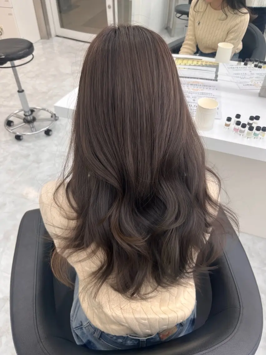 ロング ヘアカラー トリートメント ヘッドスパ ヘアセット ♡ナチュラルガーリー ♡ベージュ♡RINAのヘアスタイル