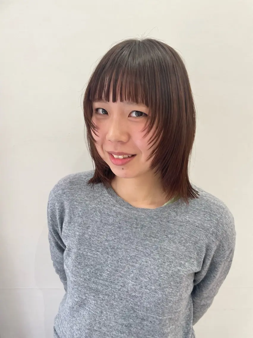 ミディアム カラー パーマ ヘアアレンジ メンズ 顔まわりレイヤー レイヤーカット tatsumi/ボブ ウルフ/レイヤーのヘアスタイル