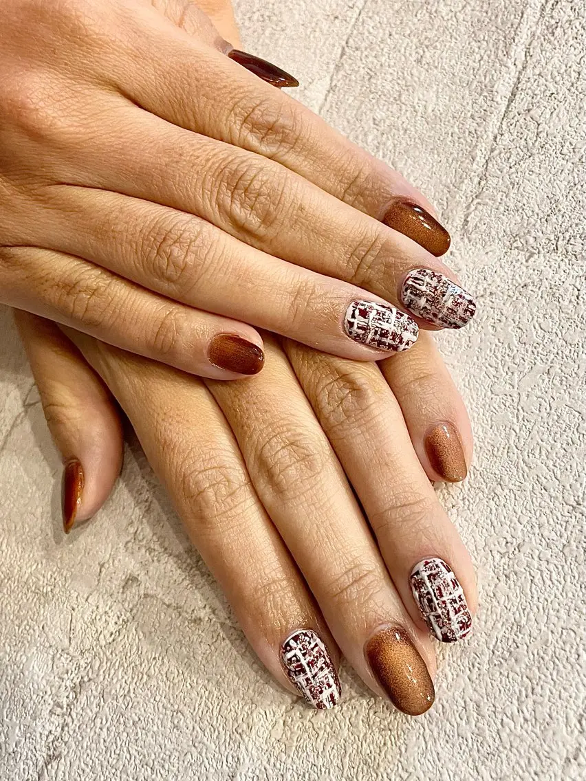 ネイル マグネットネイル ツイードネイル 【新宿】Nail Yamazakiのネイルデザイン