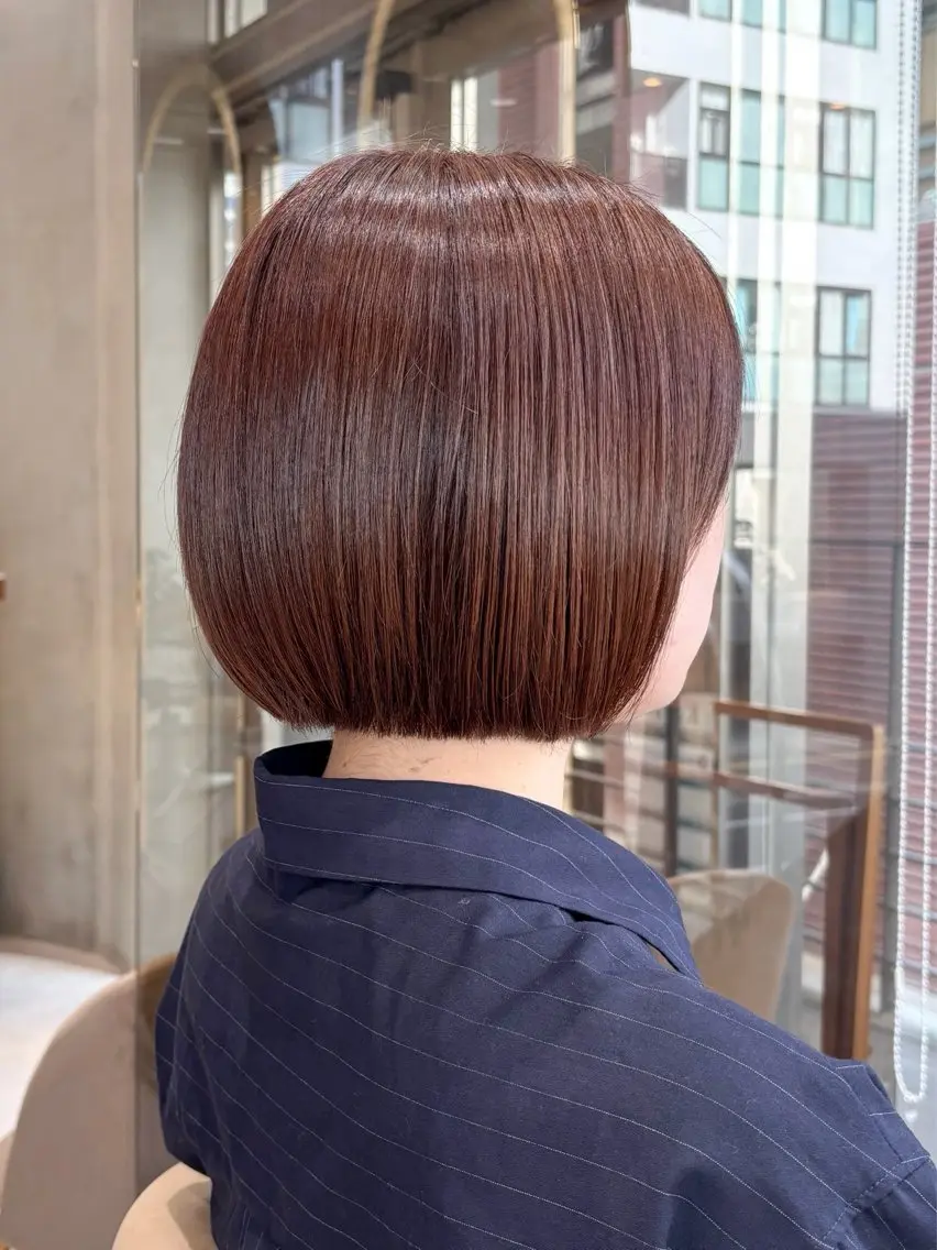 ミディアム カット 縮毛矯正 トリートメント 💖ボブ/縮毛矯正 顔周りレイヤー/ユイのヘアスタイル