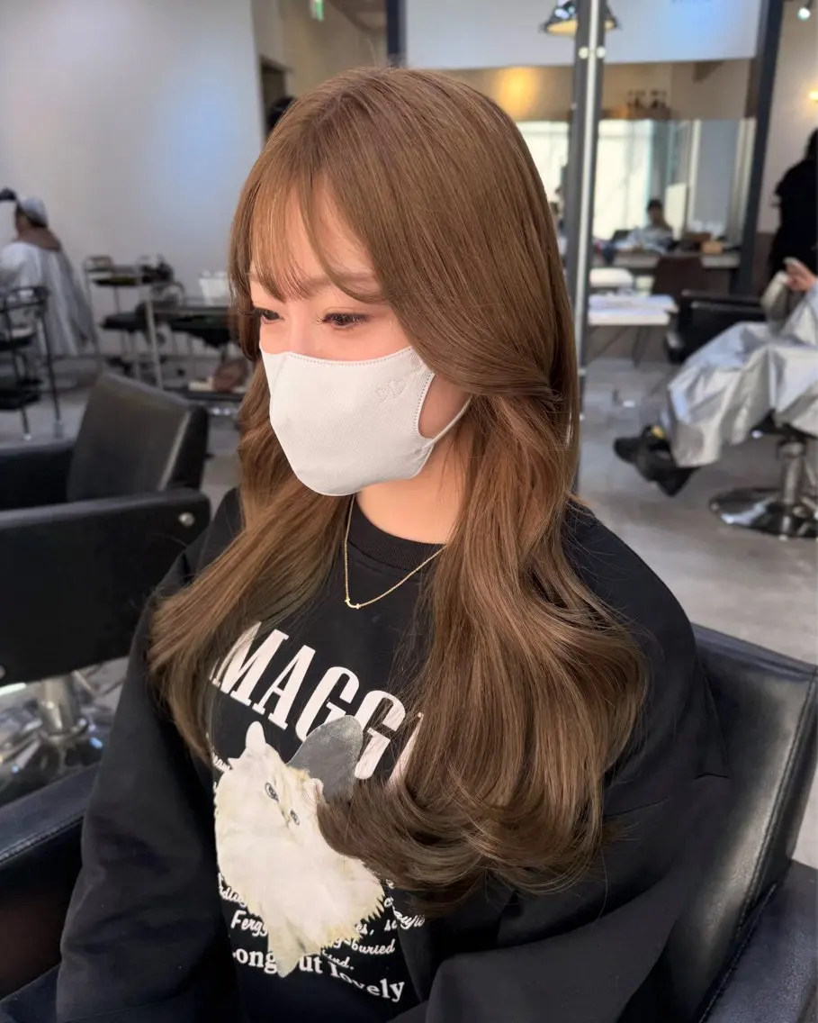 ロング カラー カット ヘアカラー 韓国ヘア🇰🇷 YUKINAのヘアスタイル