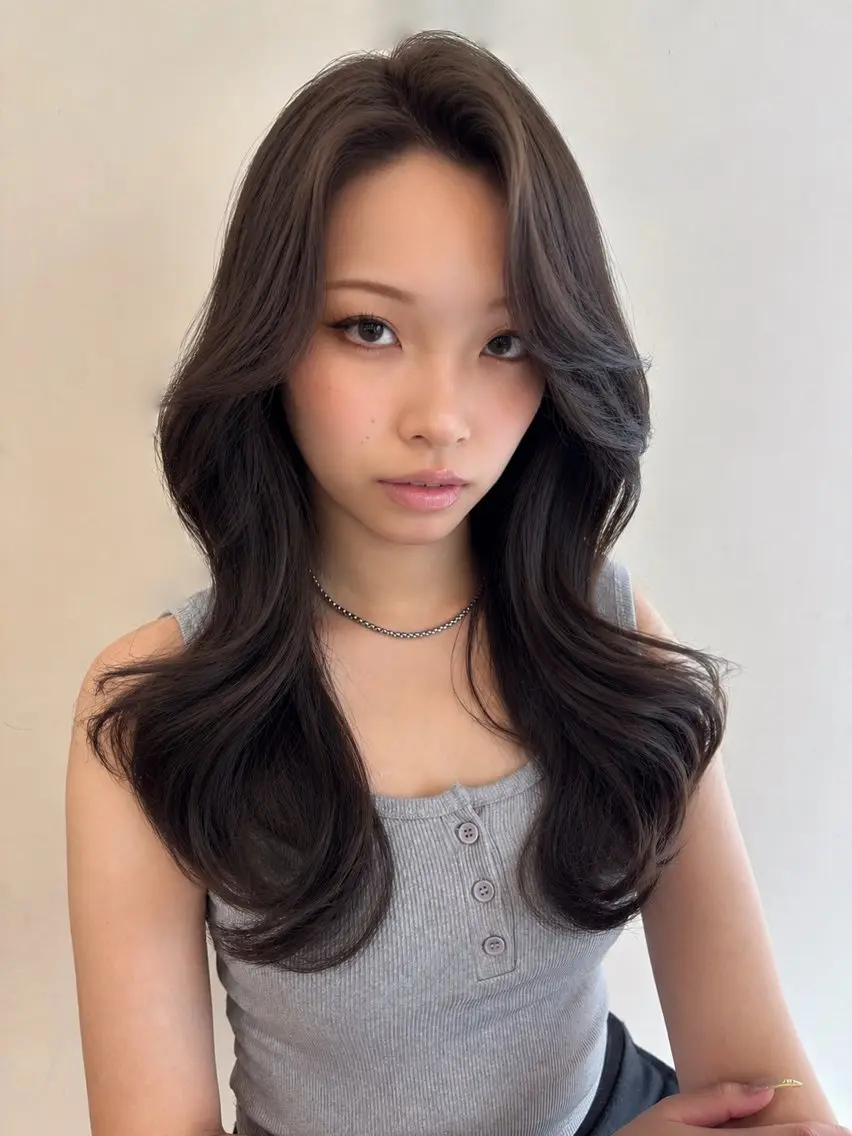 ロング レイヤーカット カット ヘアカラー トリートメント 優李 ゆうり‪のヘアスタイル