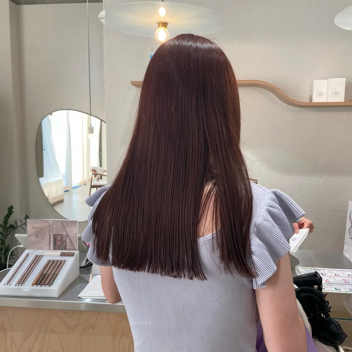 ロング カラー ブラウンカラー ピンクカラー ピンクブラウン ヘアカラー 石川 瑠琉のヘアスタイル